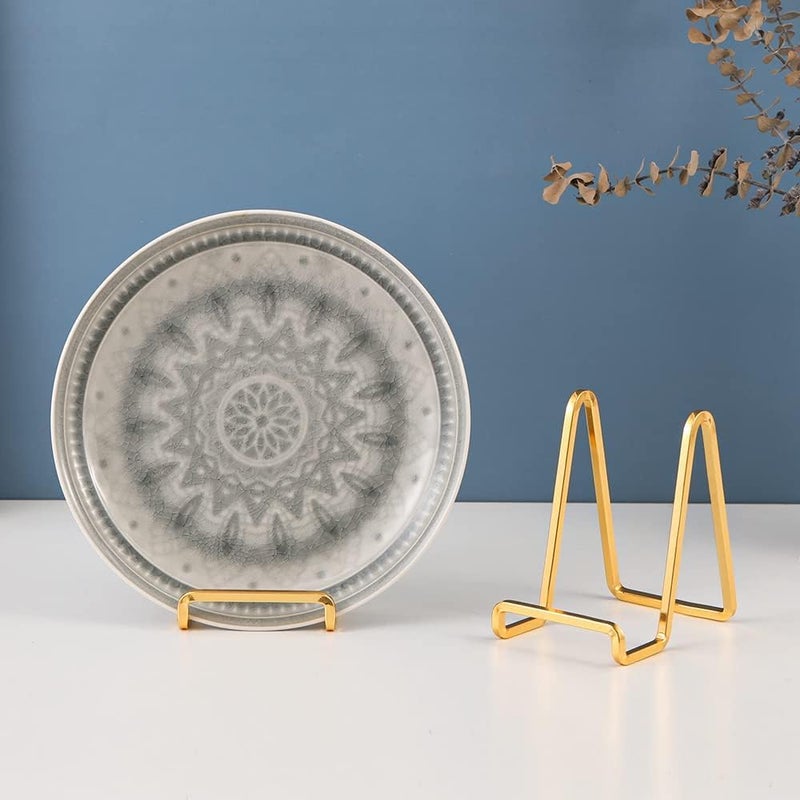 DIDUDIDU Large Plate Holder Display Stand - 12 inch Super Tall Big Plate Stands for Heavy Duty Display - Metal Picture Frame Stand - Tabletop Easel Stand for Decorative Platter | Plaque | Book - 3 Pack - Gold - Image 5